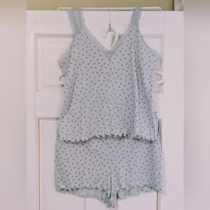 Women's Light Blue Floral Sleepwear Set plus BONUS Pink Tank Top!